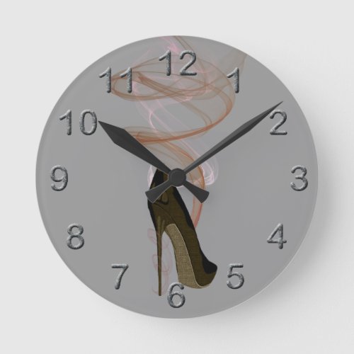 Smokin Stiletto Shoe Art Round Clock
