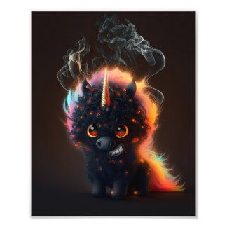 Smoking black Unicorn T-Shirt Photo Print