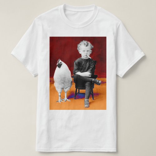 Smoking Boy with Chicken T_shirt