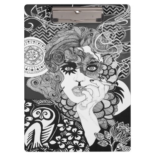 Smoking carnival woman Clipboard