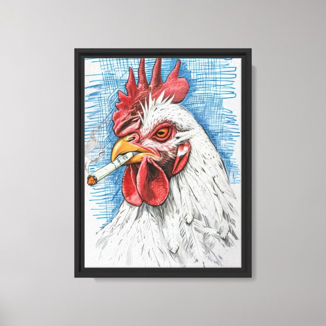 Smoking Chicken Art Funny Canvas Print (Front)