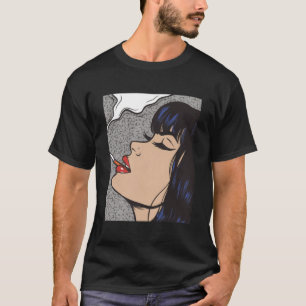 Smoking Comic Pop Art Girl T-Shirt