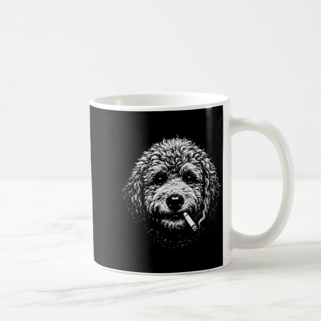 Smoking Dog Cigarette Funny Stupid Goldendoodle Hu Coffee Mug (Right)