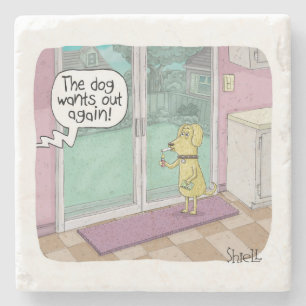 Smoking Dog. Funny gift for dog lover. Stone Coaster