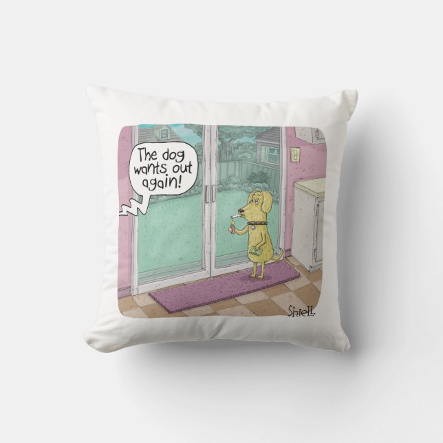 Smoking Dog. Funny gift for dog lover. Throw Pillow (Front)