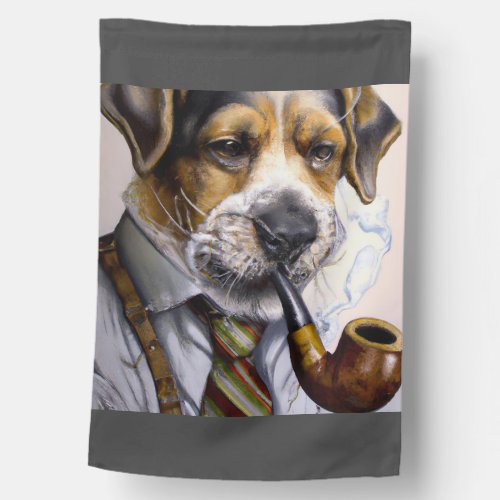 Smoking Dog House Flag