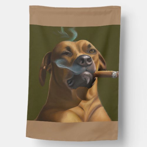 Smoking Dog House Flag