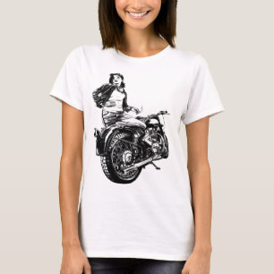 Smoking Girl With Motor Scooter Gift T-Shirt
