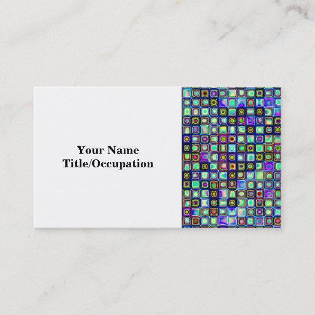 Smoking Green Funky Retro Mosaic Tiles Pattern Business Card (Front)
