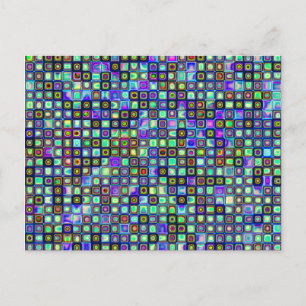 Smoking Green Funky Retro Mosaic Tiles Pattern Postcard