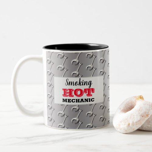 Smoking Hot Mechanic Metal Workshop Spanners Two_Tone Coffee Mug