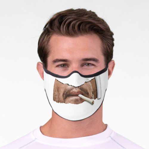 Smoking Man Cigarette Moustache Beard Rugged Male Premium Face Mask