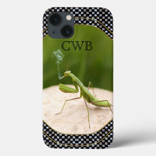 Smoking Mantis Monogram Kicking Back iPhone 13 Case