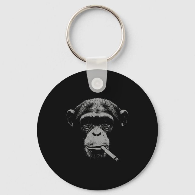 Smoking meme monkey for men women monkey smokingSm Keychain (Front)
