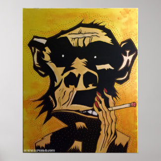 Smoking Monkey Poster by NJPunks