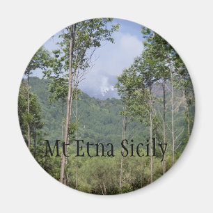 Smoking Mt Etna Through the Trees Magnet