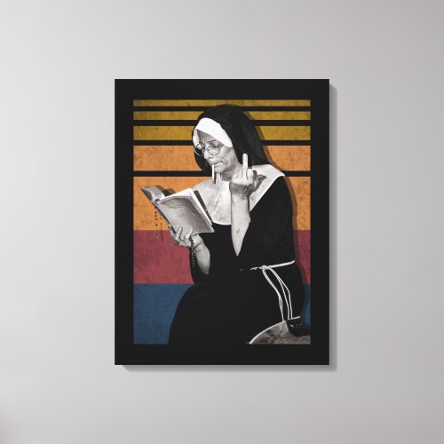 Smoking Nuns Retro Style Canvas Print