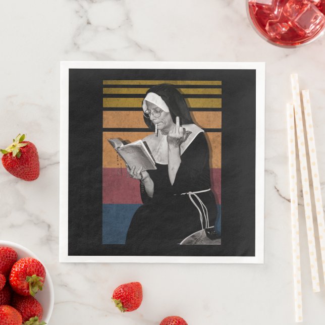 Smoking Nuns Retro Style Paper Dinner Napkins (Insitu)