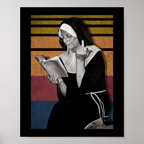 Smoking Nuns Retro Style Poster