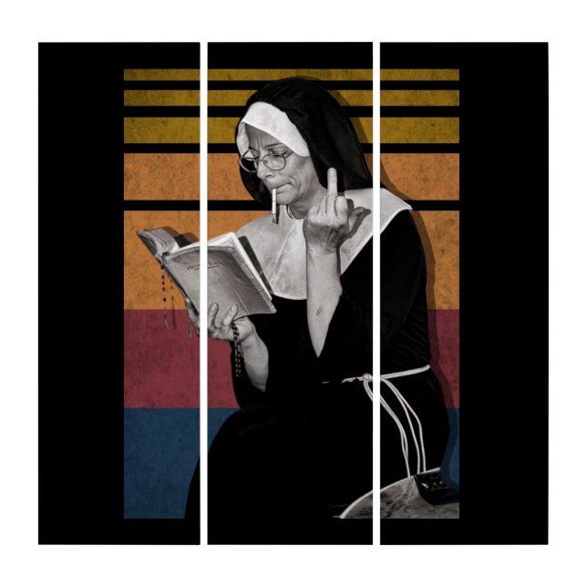 Smoking Nuns Retro Style Triptych (Front)