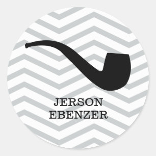 Smoking Pipe Chevron Masculine Classic Round Sticker