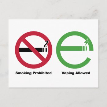 Smoking Prohibited. Vaping Allowed Postcard by OutFrontProductions at Zazzle