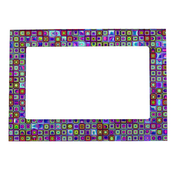 Smoking Purple Funky Retro Mosaic Tiles Pattern Picture Frame Magnets