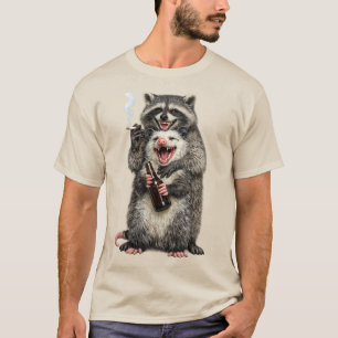 Smoking Raccoon Beer Opossum Best Friends T-Shirt