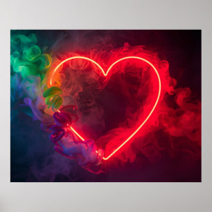 Smoking Red Hot Heart on a Modern Wall Poster
