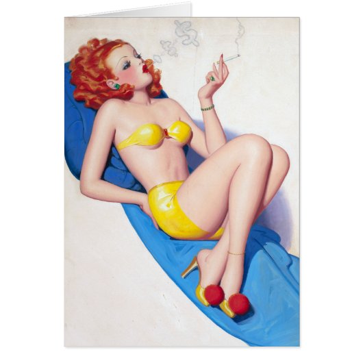 Smoking Redhead Pin Up Cards (Front)