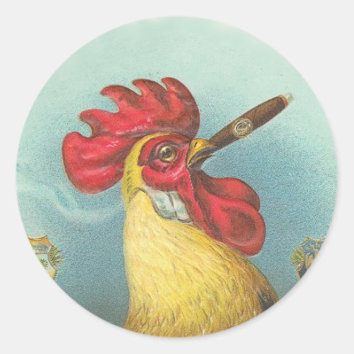 Smoking Rooster Classic Round Sticker