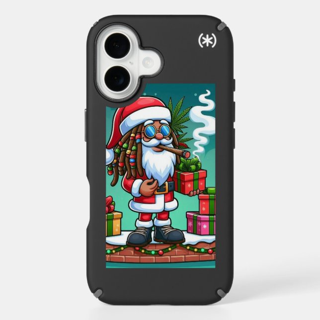 Smoking Santa Apple iPhone 16 case (Front)