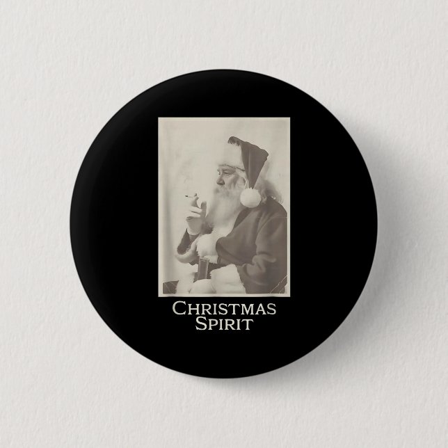 Smoking Santa, Funny Christmas Srit  Button (Front)