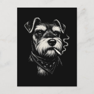 Smoking Schnauzer Funny Dog Lover Vintage Canine  Postcard