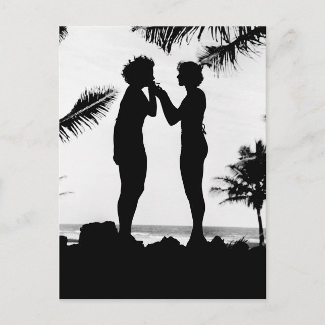 Smoking Silhouette, 1940s Postcard (Front)