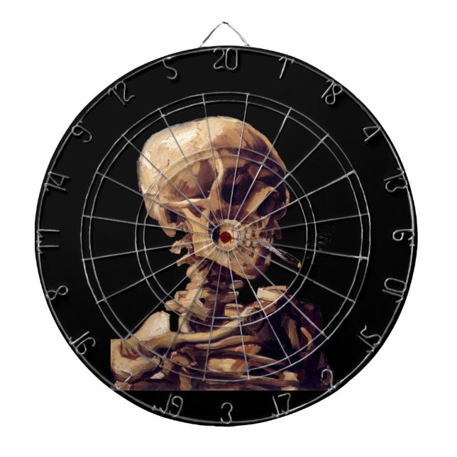 Smoking skeleton by Van Gogh Dart Board (Front)