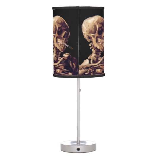 Smoking skeleton by Van Gogh Table Lamp (Back)