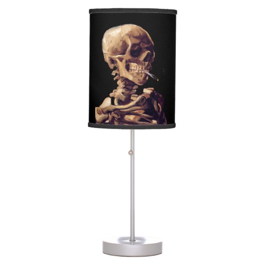 Smoking skeleton by Van Gogh Table Lamp (Front)