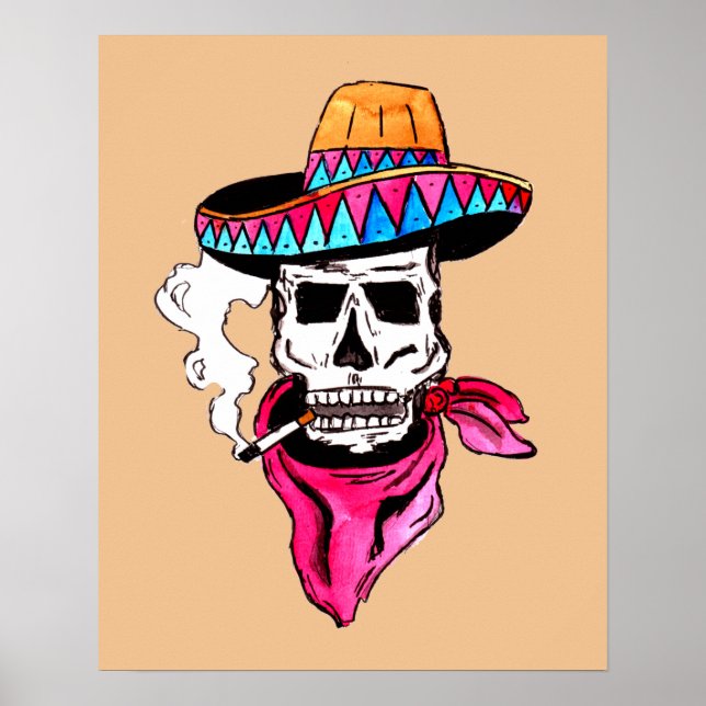 Smoking Skeleton Cowboy Poster (Front)