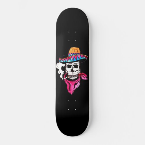 Smoking Skeleton Cowboy Skateboard