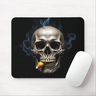 Smoking Skull Biting Candy Corn Mouse Pad