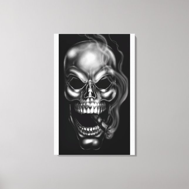 SMOKING SKULL CANVAS PRINT (Front)