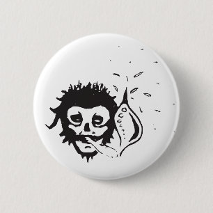 smoking skull pinback button