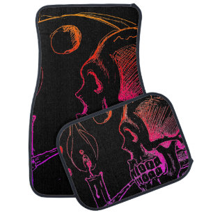 Smoking Skull Set of Car Mats