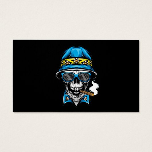 smoking skull wearing bucket hat (Back)