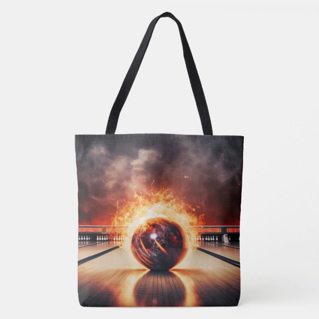 Smoking Striker Bowling Ball Large Shoulder Tote Bag (Front)