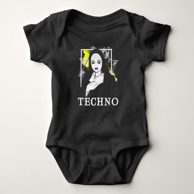 Smoking Techno Nun Religion Electronic Bass Music Baby Bodysuit (Front)
