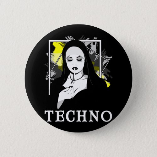 Smoking Techno Nun Religion Electronic Bass Music Button
