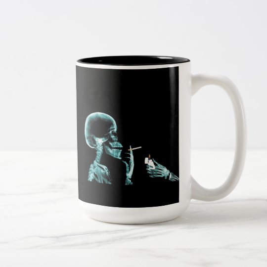 smoking x-rays Two-Tone coffee mug