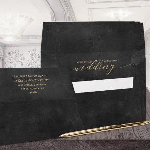 Smoky Black Gold Elegant Wedding Luxury Invitation Envelope